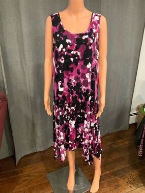 Cynthia Rowley Sleeveless Purple & Black Abstract Print Dress